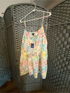 Roller Rabbit X Target  Yellow Tropical Floral Spaghetti-Strap Coverup Dress